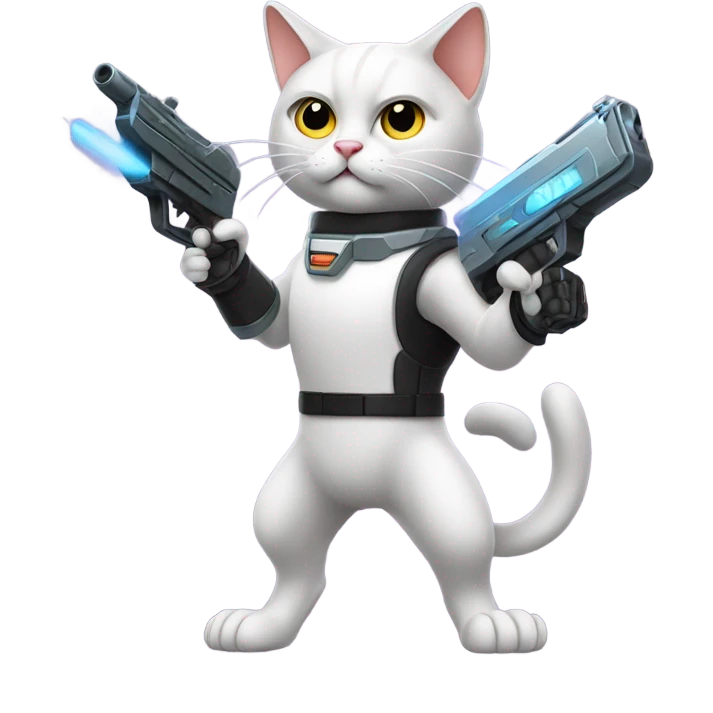 Cat holding a laser gun emoji