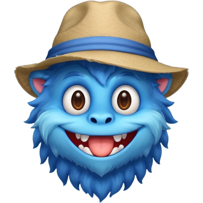 blue monster with hat and shirt emoji