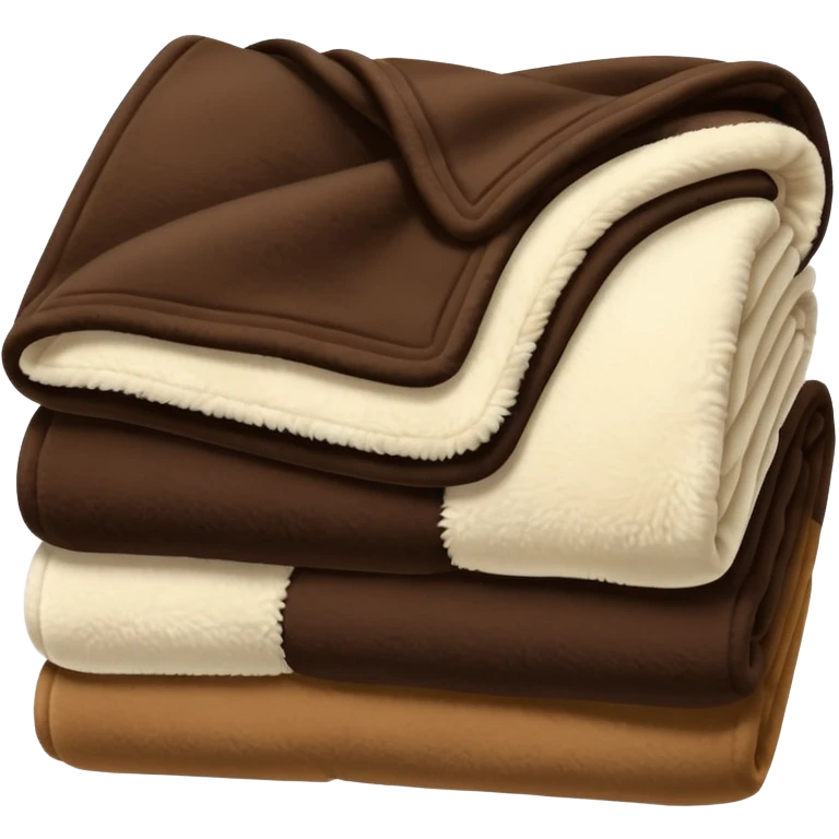 Folded fuzzy cream and dark brown blanket emoji