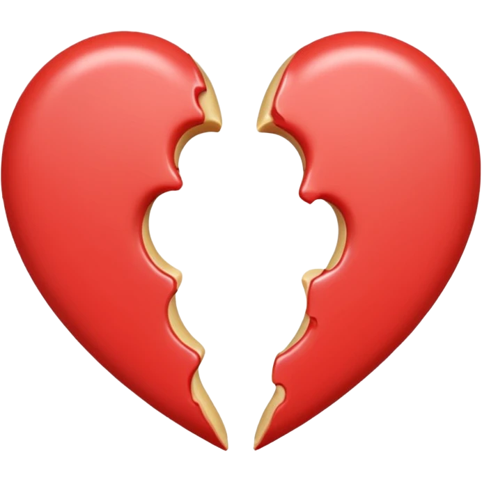 Creamy color heart broken into two halves emoji