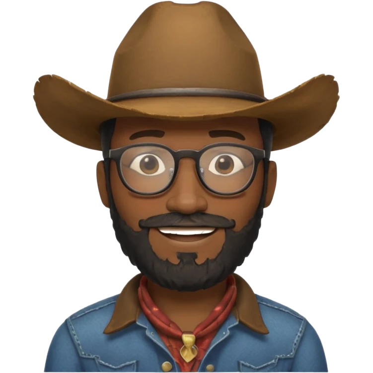 bearded black cowboy with glasses emoji