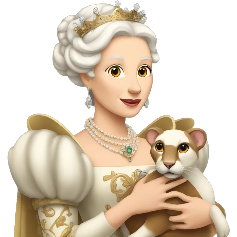 Queen holding a pet ermine emoji