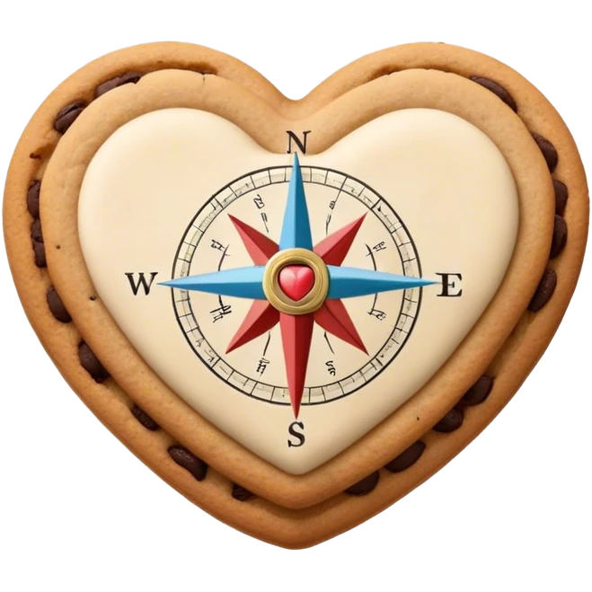 cookie heart with compass emoji