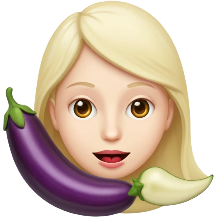 🫩 emoji with aubergine 🍆 in mouth emoji