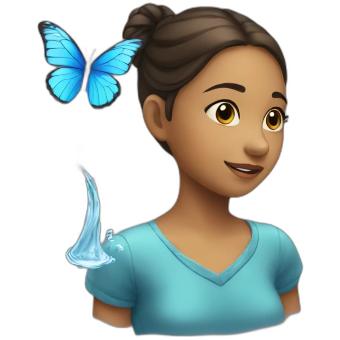 the girl is playing with a water butterfly emoji