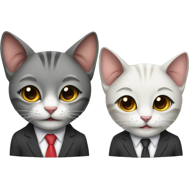 2 African American smiling cats well-dressed wearing headsets  emoji
