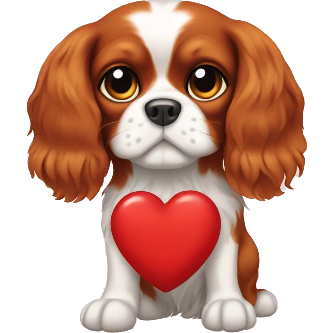cavalier king charles spaniel holding a heart in front paws emoji