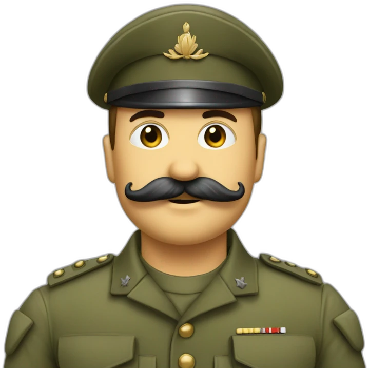 soldat avec une moustach de forme trapèze emoji