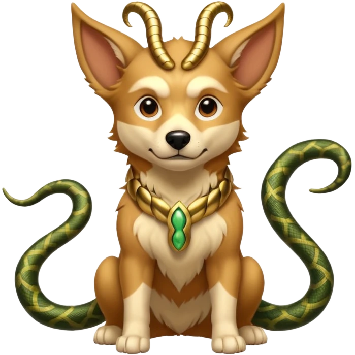 loki god of mischief as a dog. he as snakes.  dynamic pose emoji
