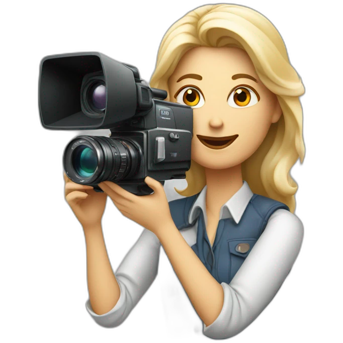 White film director woman holding a cinema camera emoji