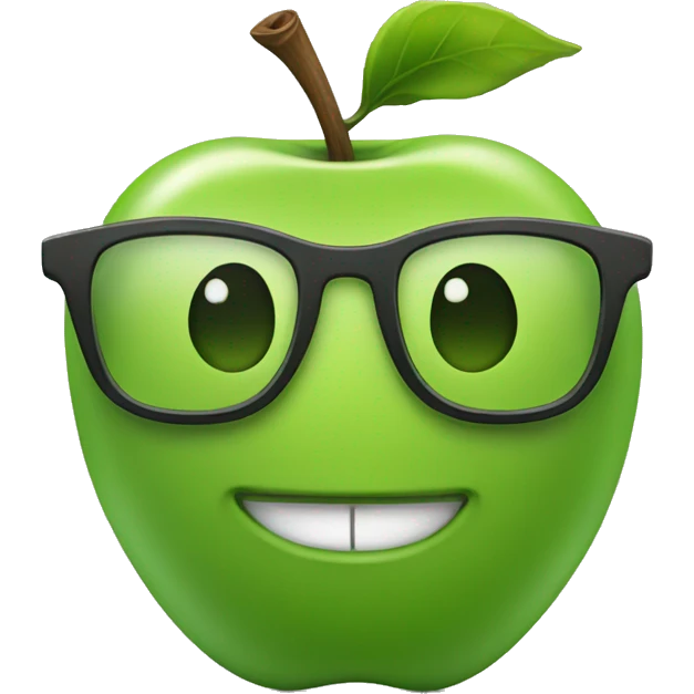 green apple nerd glasses smiling emoji