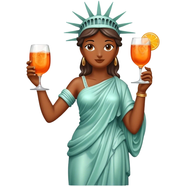 STATUE OF LIBERTY DRINKING APEROL SPRITZ, HAPPY STATUE emoji