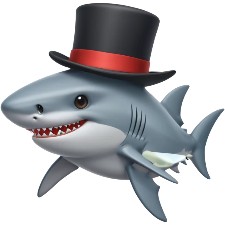 Shark with a top hat emoji