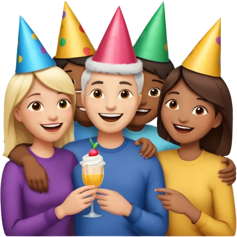 Some friends talking and looking each other emoji