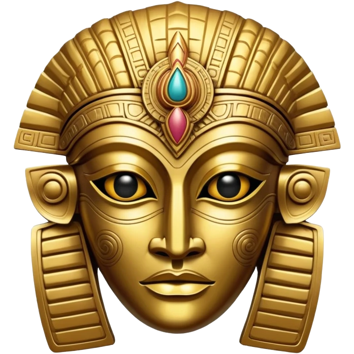 golden Anunnaki mask with ancient engravings, mask object emoji