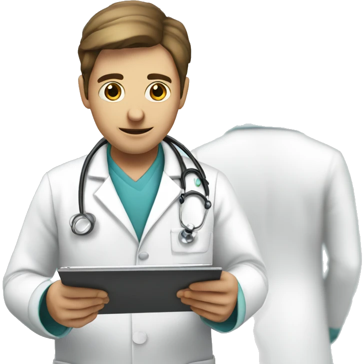 doctor making a diagnosis with a clipboard emoji