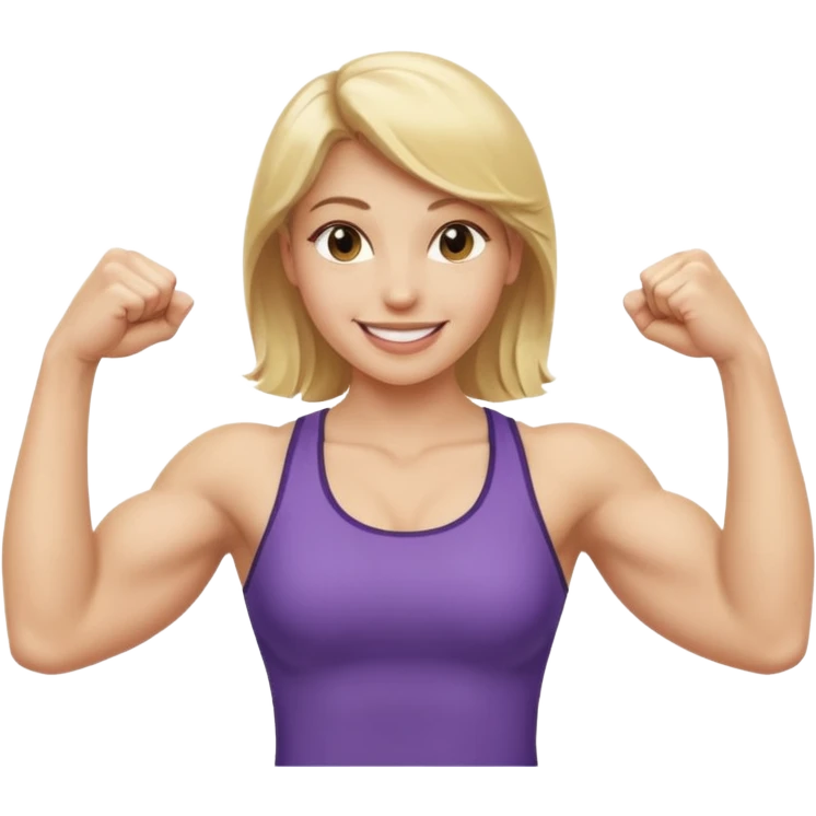 blonde young women show biceps emoji emoji