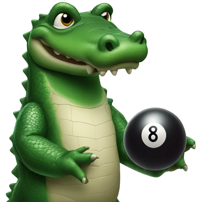 a alligator playing 8 ball emoji