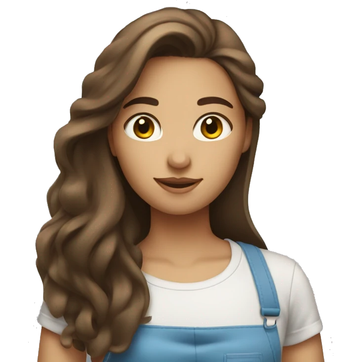 Girl with long brown hair cleaning emoji