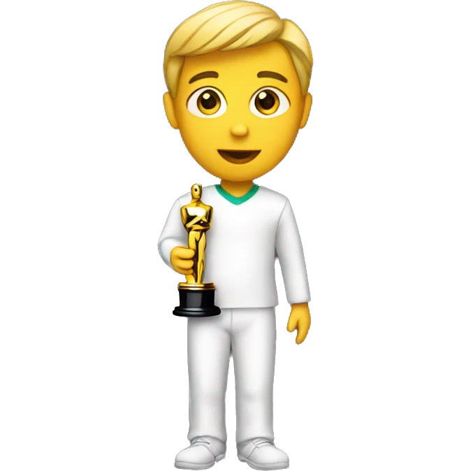 a kid holding an oscar emoji