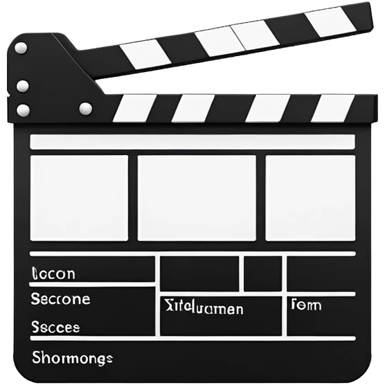 minimalist black and white film clapperboard, geometric shapes only emoji