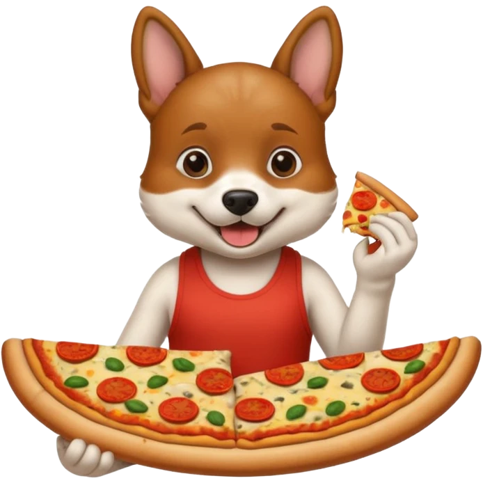 Dog eating pizza wearing a tank top  emoji