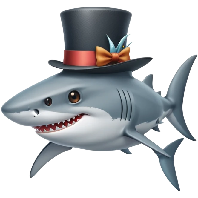 Shark with a top hat emoji