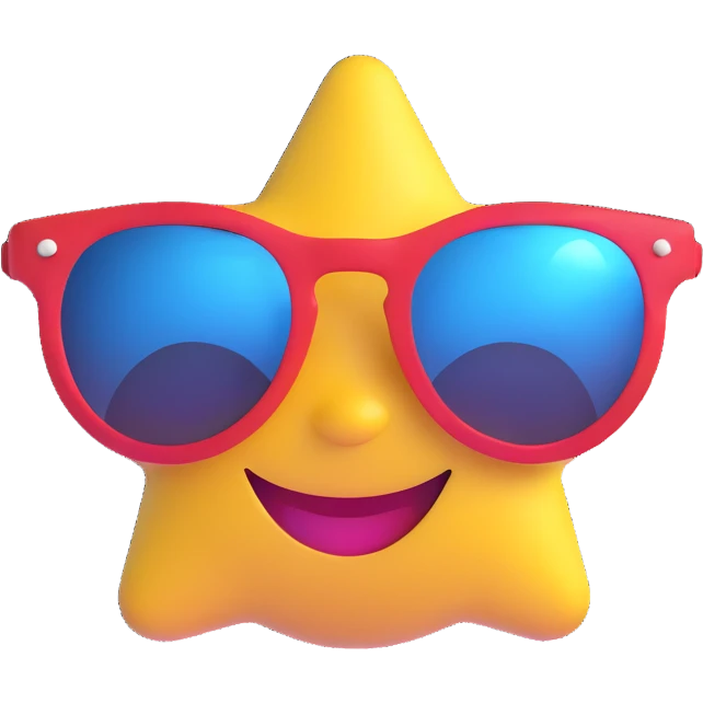 smiling face with star-shaped sunglasses emoji