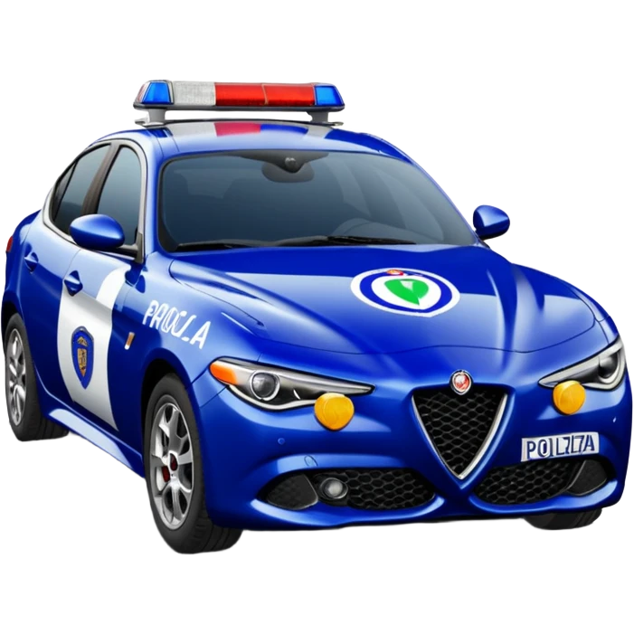 crea auto di servzio alfa romeo giulia tutta blu scuro con la scritta sul lato polizia penitenziaria  emoji