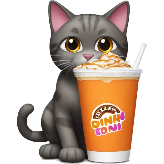 cat drinking Dunkin drink emoji