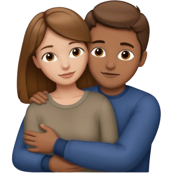 brown haired woman hugging dark blonde man emoji