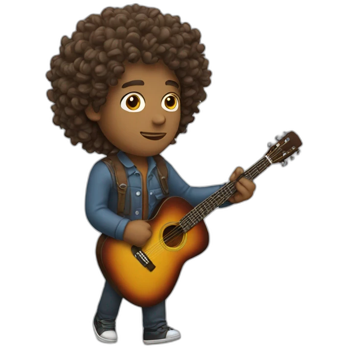 a man carries a guitar with curly hair  emoji