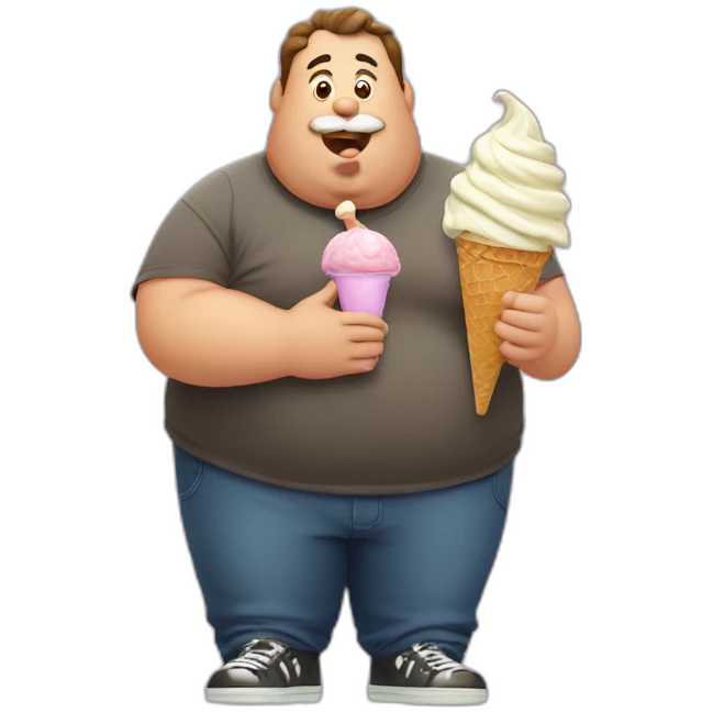 Fat man eating ice cream emoji