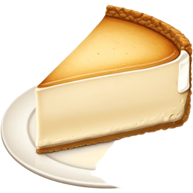 There is a sliced cheese cake on the white plate. emoji