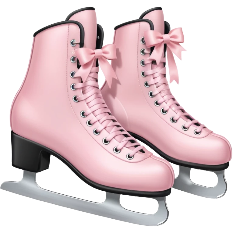 two pastel pink ice skates with bows emoji