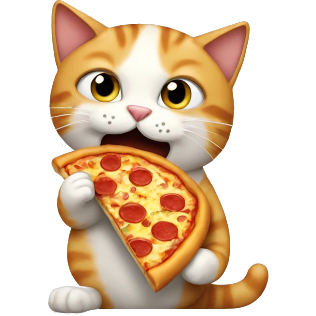 Cat eating pizza emoji