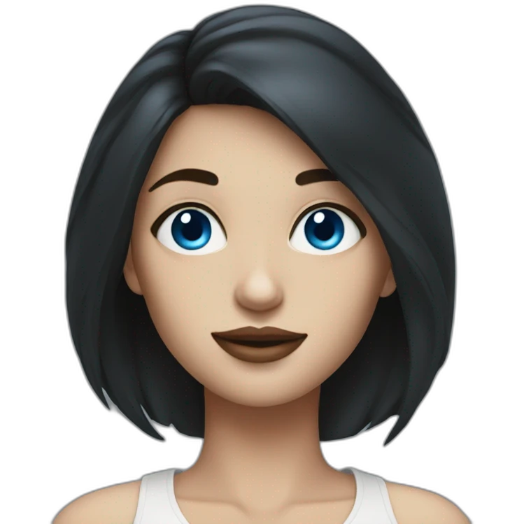 a woman with blue eyes and dark short hair realism emoji