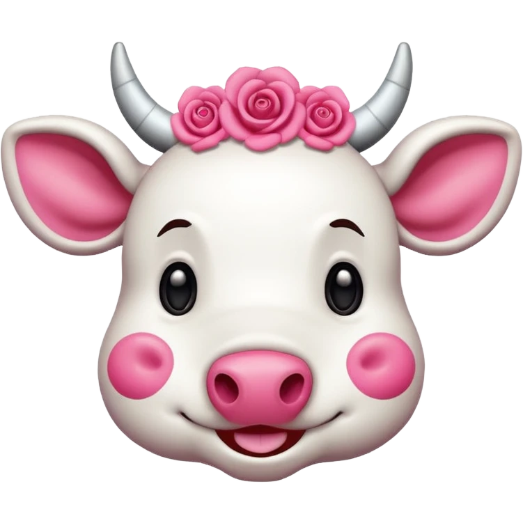 hazme una vaca con manchas rosas estilo cartoon en 2D emoji