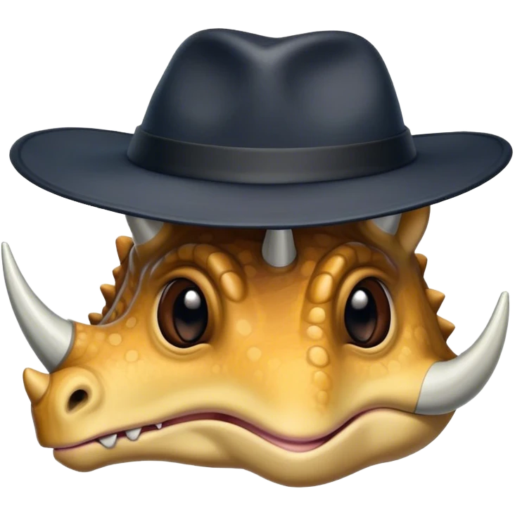 triceratops face with a dark office hat emoji