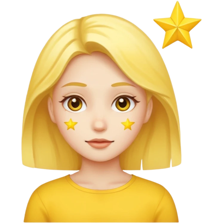 Human girl with a yellow star face head emoji