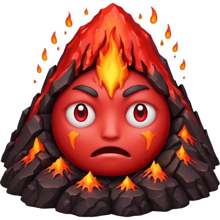 Create a volcano with its eyes tightly shut red face emoji