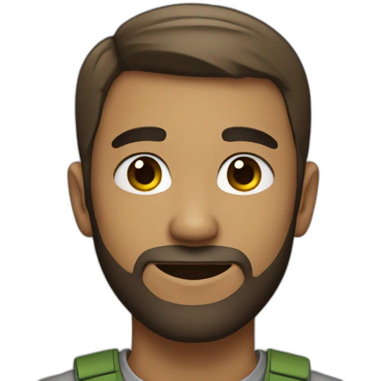 Young man with short hair and a beard without moustache emoji