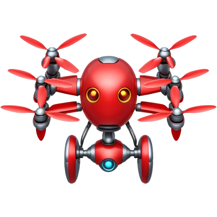 red Flying robot, small propellers, glowing eyes emoji