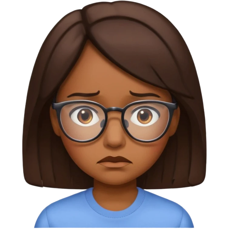 FROWN EXPRESSION WITH GLASSES GIRL emoji