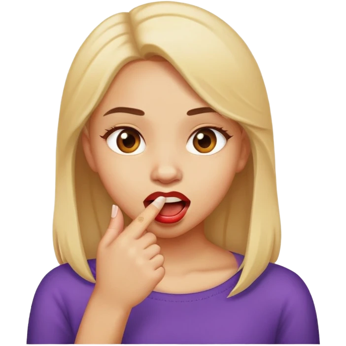 Girl biting finger emoji