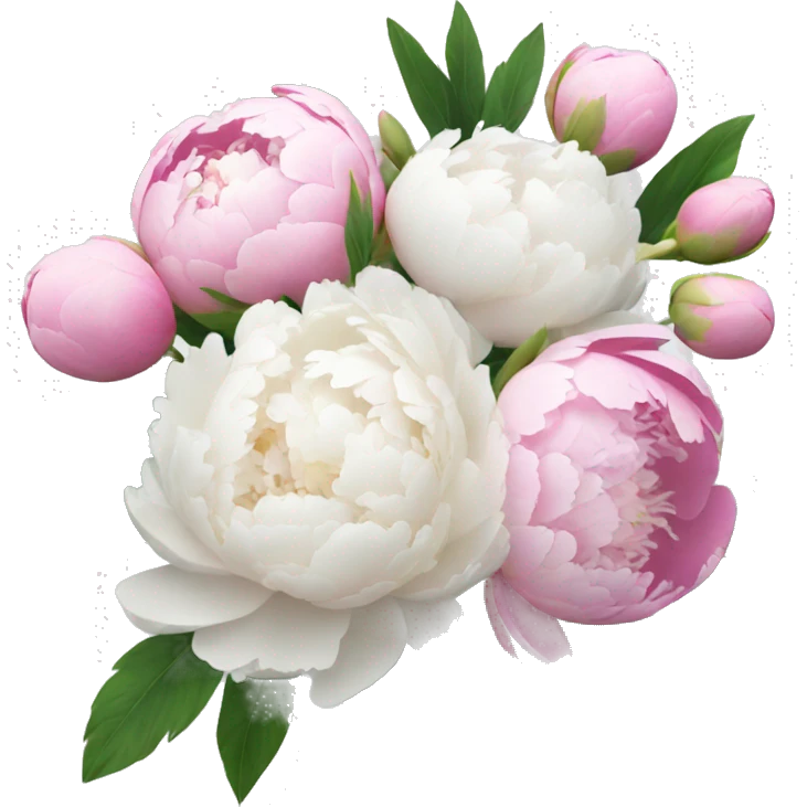 Peonies bouquet white and pink emoji