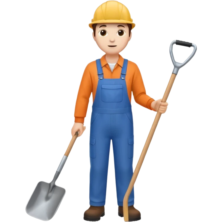 человек стоит с лопатой emoji