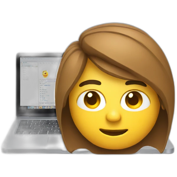 Developer with jumper coding on a macbook emoji