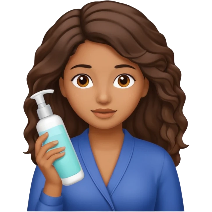 Latina girl applying conditioner to her hair emoji