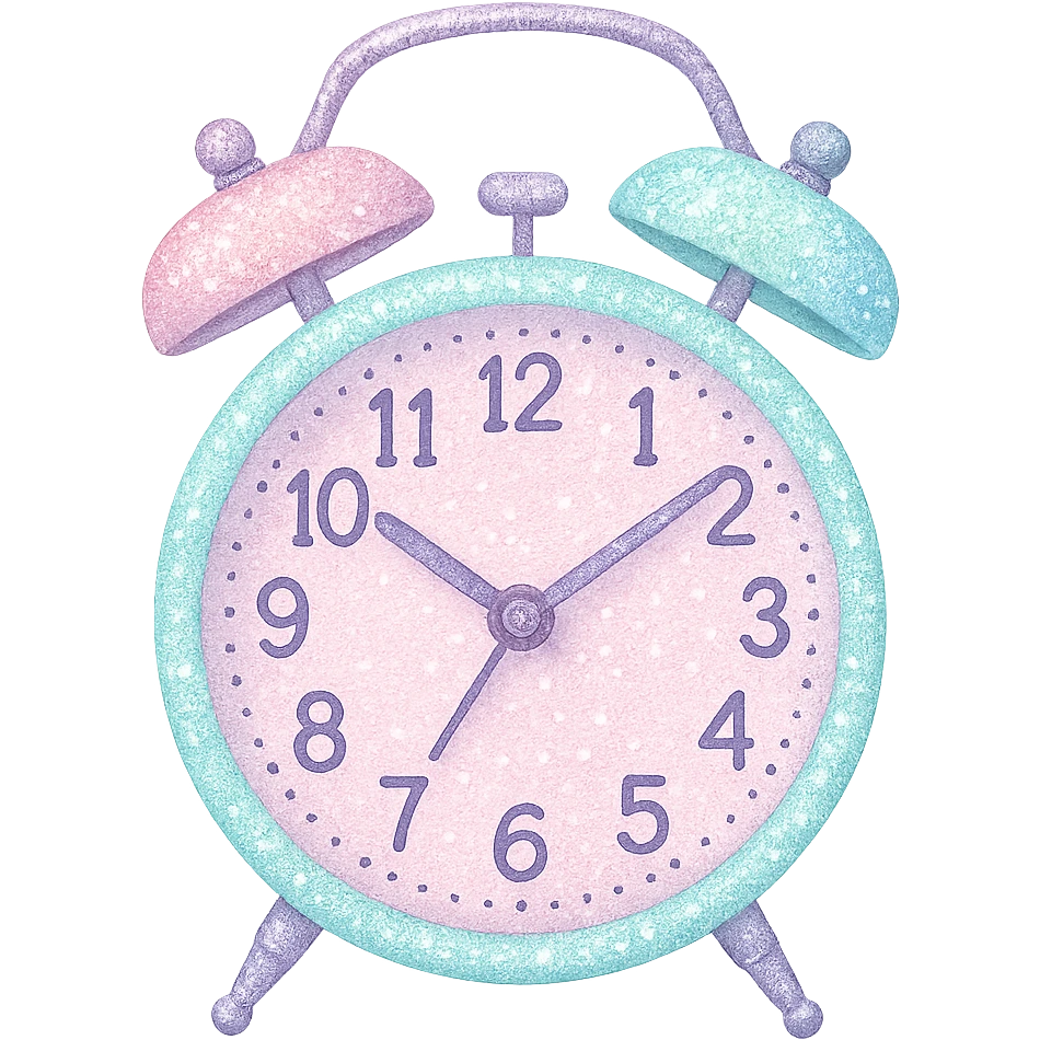 sparkly pastel alarm clock emoji